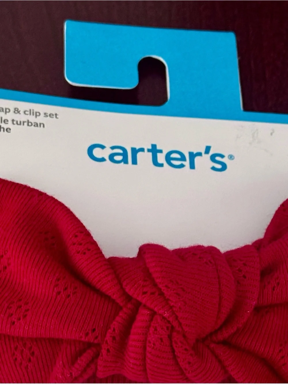 carter's Baby Girls Red Headwrap & Pink Heart Clip Set, NEW
